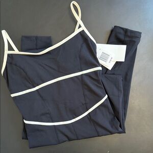 l*space Black Strappy Cami Bodysuit with Cream Trim